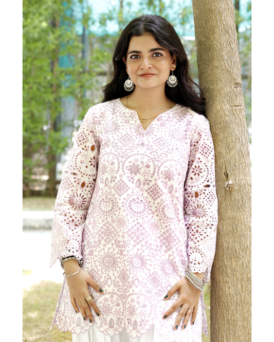 Dhara Co-Ord Set – 100% Cotton Schiffli Elegance
