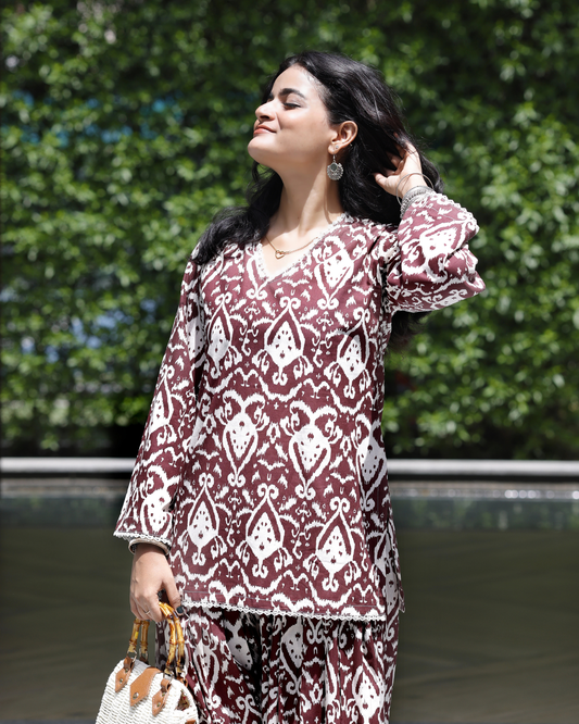 Diya Farshi Set – 100% Cotton Modern Ikat Print