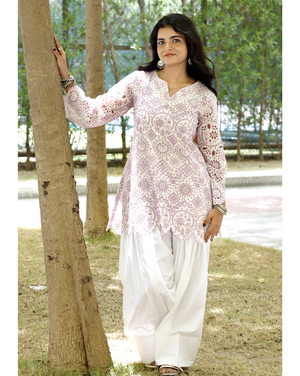 Dhara Co-Ord Set – 100% Cotton Schiffli Elegance