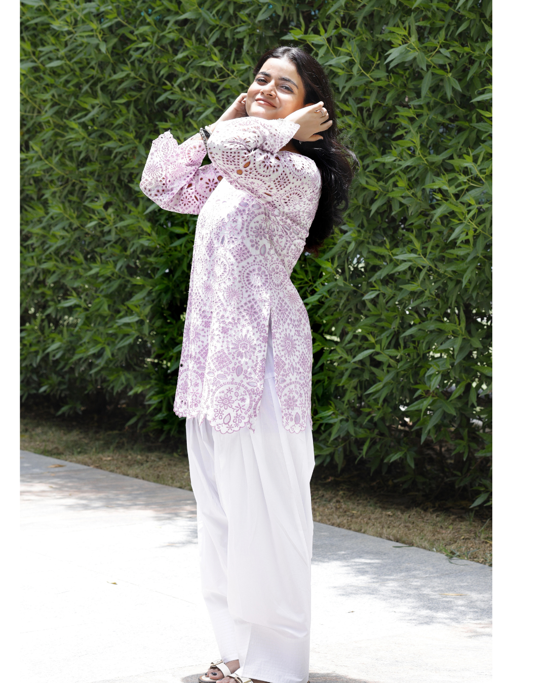 Dhara Co-Ord Set – 100% Cotton Schiffli Elegance