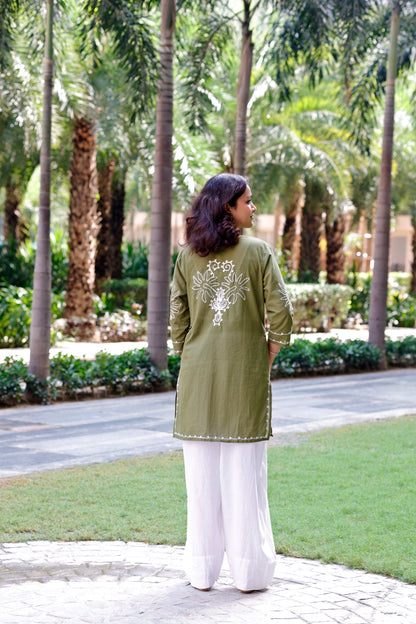 Olive Green Saavi Farshi Set