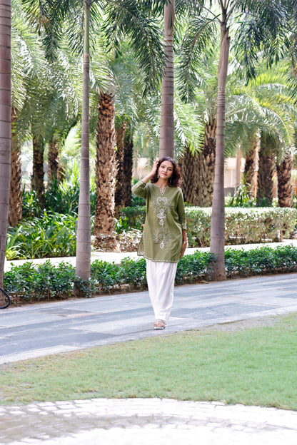 Olive Green Saavi Farshi Set